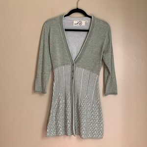 Anthropologie Rosie Neira Brunswick Gray 3 button Cardigan Size Medium